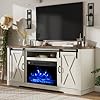 AMERLIFE Fireplace TV Stand with Sliding Barn Door for TVs up to 73 Farmhouse 63 Fireplace Entertainment Center with Storage CabinetsAdjustable Shelves Distressed White Barnwood