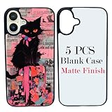 JUSTRY 5PCS Sublimation Blank Phone Case Bulk Covers Compatible with iPhone 16 Plus, 6.7-Inch, Easy to Sublimate DIY 2 in 1 2D Case Soft Rubber Printable Sub Cover + Aluminum Insert Matte