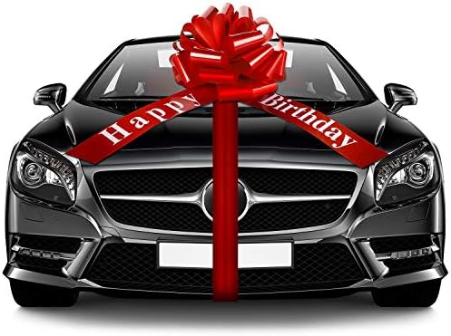 Happy Birthday Car Bow Big Car Ribbon Bow Large Gift Wrapping Bow Giant Bow for Car Decorative Huge Pull Bow for Christmas Party Birthday Car Decoration (red, 20 Inches)