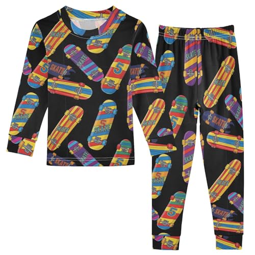 Pajama Sets Long Sleeve Colorful Graffiti Skateboard Soft Comfy Sleepwear 2 Piece PJS 3-8T