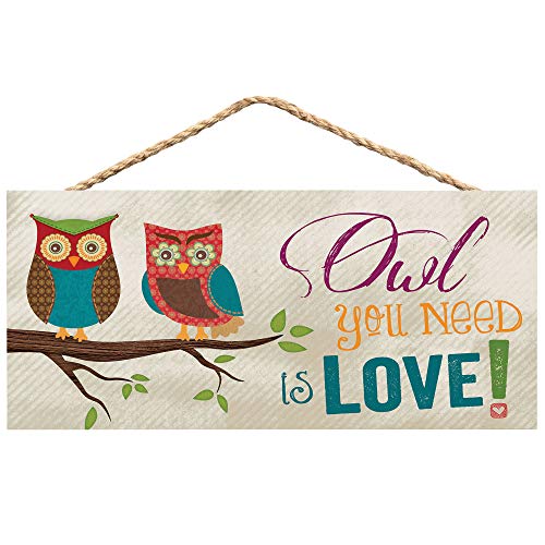 Owl You Need Is Love Two Owls on Branch Decorative Hanging Sign - Made in USA