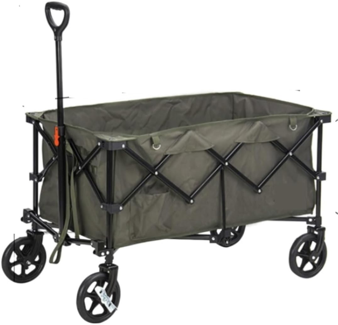 IRYZE Outdoor Utility Wagon Outdoor Folding Utility Wagon Storage Trolleys Shopping Cart Camping Picnic Portable Hauling Car Grocery Cart (Color : B)