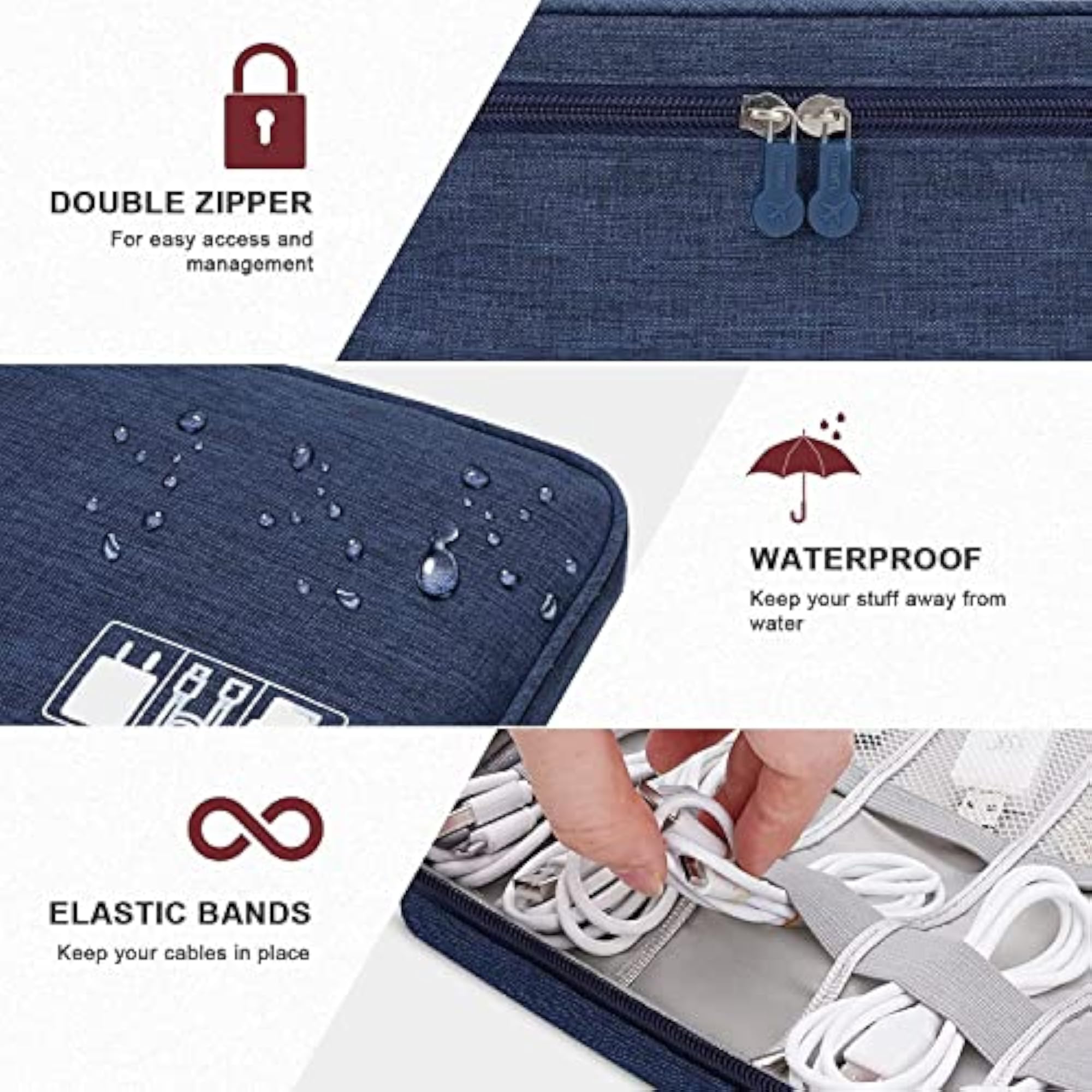 Electronics Organizer Travel Case, Water Resistant Gadget Pouch