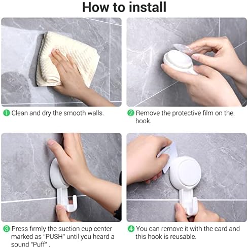 ilikable Bathroom Suction Hook 2 Packs, Detachable and Reusable Door Hook for Wreath Easy to Install Heavy Duty Hooks for Hanging Shower Towel Cloth Key Wall & Window Suction Hooks for up to 15 Lbs.