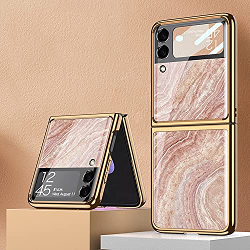 Coque Galaxy Z Flip 3 5G en verre 9H effet marbre brillant