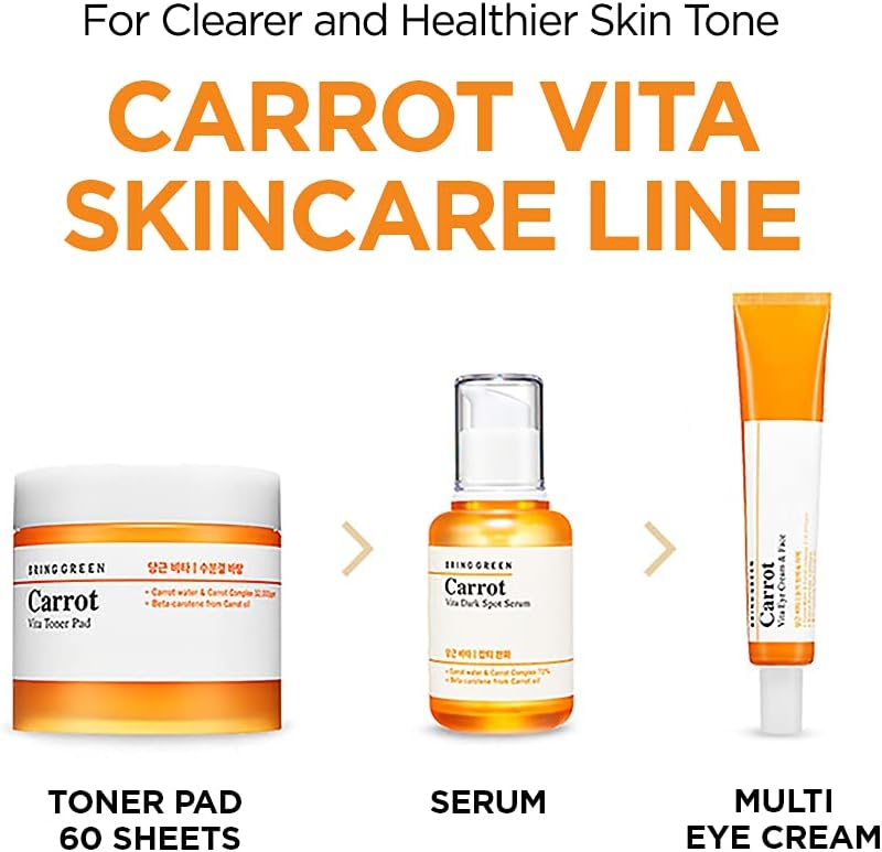 BRING GREEN Carrot Vita Eye Cream & Face Double SET (2 Count) | Anti-Aging, Wrinkles Eyecream with Vitamins C, B, E, Retinol, Beta-Carotene, improve Skin Tone, Dark&Red Spots 1.01 fl.oz. x2, 30ml+30ml