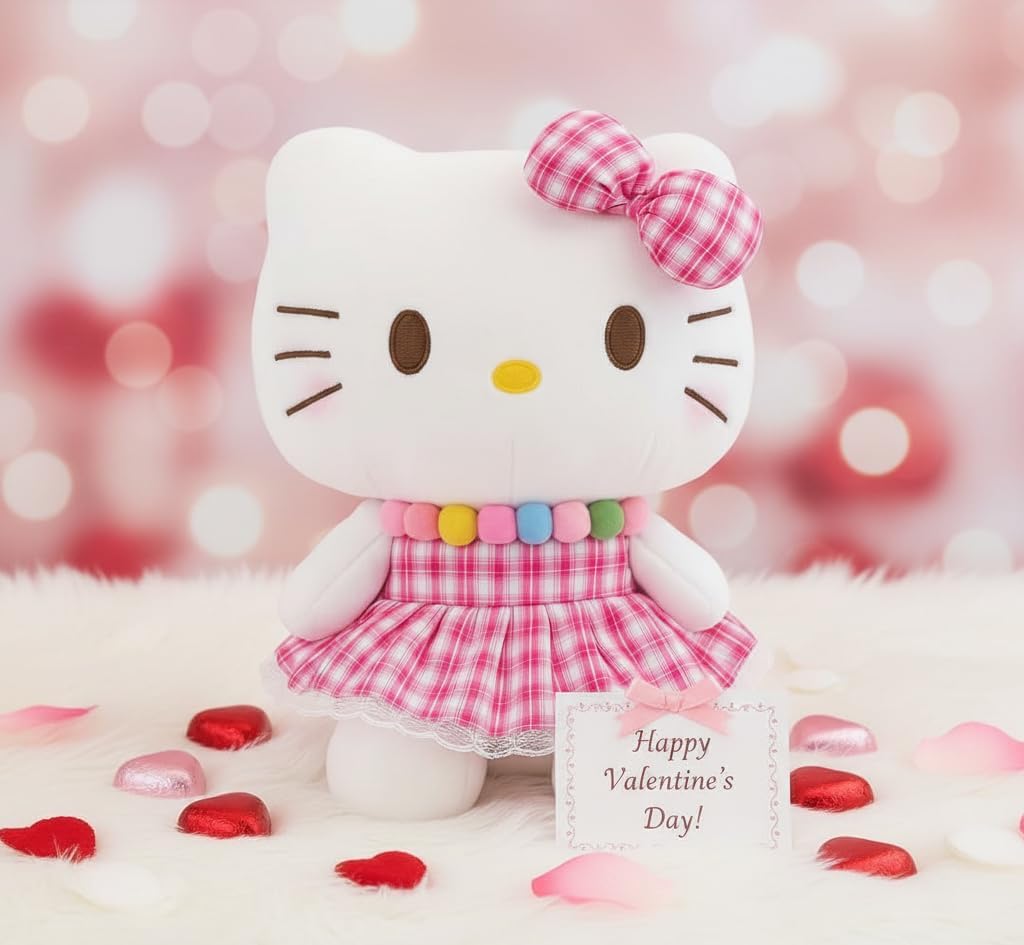12″ Pink Dress Kitty Plush Toy – Kawaii Cat Stuffed Animal, Soft Plush Doll Gift for Kids, Teens & Collectors