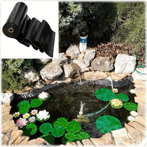 Janeepoch 3x3 5x2 4x6 5x8.0m Flexible Pond Liners Large Fish Pond Lining Easy Cutting HDPE Underlayment for Stream Fountain Reinforced Landscaping Water Garden Pool Membrane(Size:1x3.0m (3.3x9.8ft))