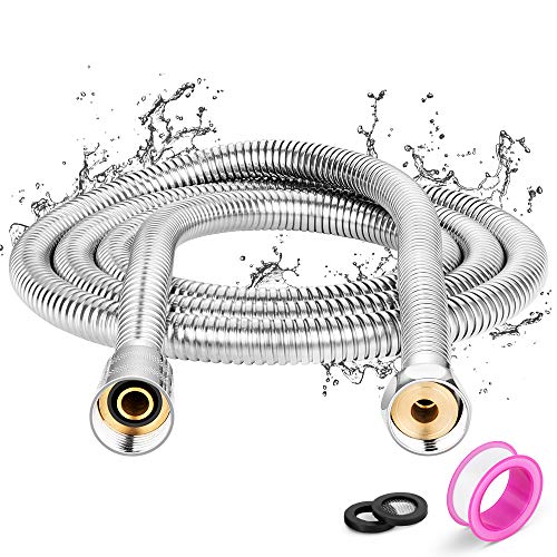 Newdora Manguera Ducha universal 1.75 m, Flexo Ducha de Acero Inoxidable, Tubo Cable Ducha Flexible Anti-explosión con 4 Lavadoras y 1 Cinta de Teflón