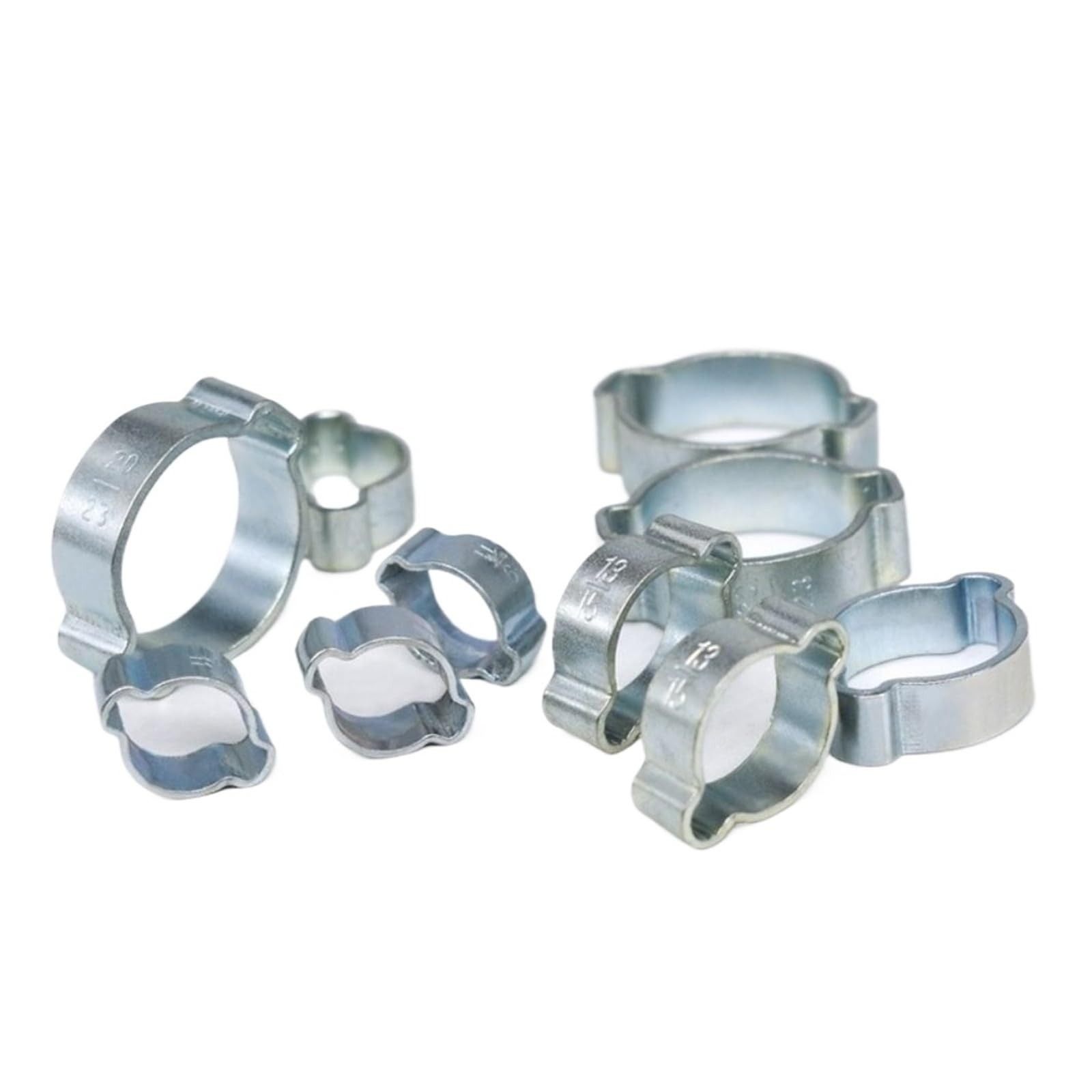 Ozxzh One Color 10Pcs Double Ears Hose Clamp Adjustable Zinc Plated Fuel Tube Water Pipe Hoop Spring Clamps 5-25Mm Assortment Kit Hardware(14-17Mm)