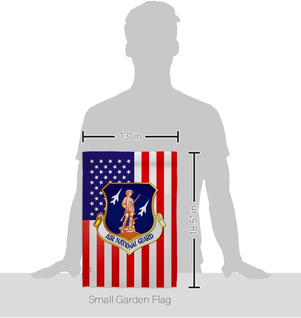 Air National Guard Garden Flag - Set Wall Holder Armed Forces ANG United State American Military Veteran Retire - House Decoration Banner Small Yard Gift Double-Sided Made in USA 13 X 18.5