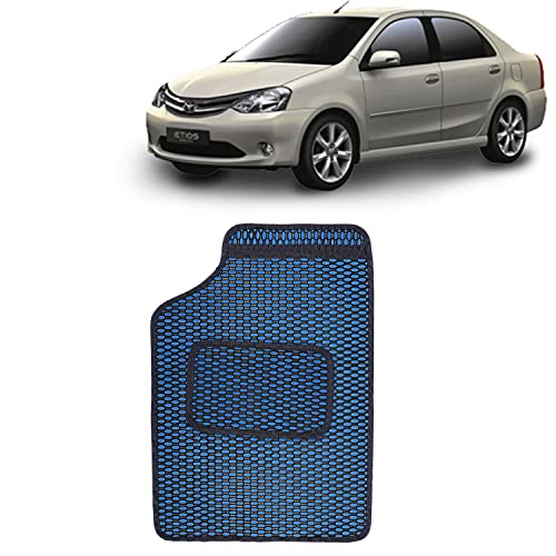 Image of Kingsway Dotted Design Car Floor Foot Mats Universal Fit for Toyota Etios, Model Year : 2010 Onwards, Water and Dustproof, Color Blue, Set of 5 Pieces