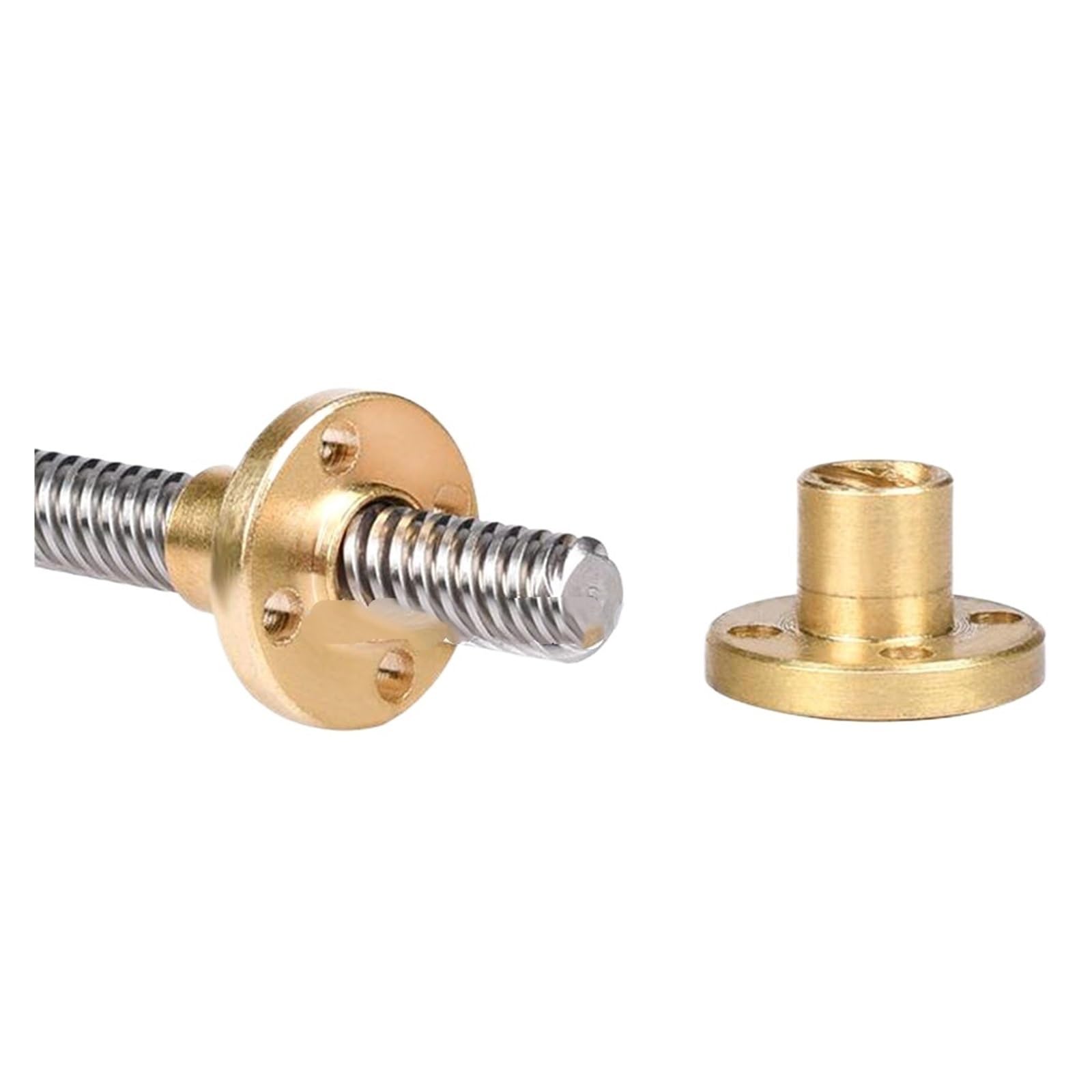 Metal Ball Screw nut 1PC Brass T8 Nut Lead 1mm 2mm 4mm 8mm for T8 Screw Trapezoidal Guide Stepper Motor(Pitch 2mm Lead 8mm)