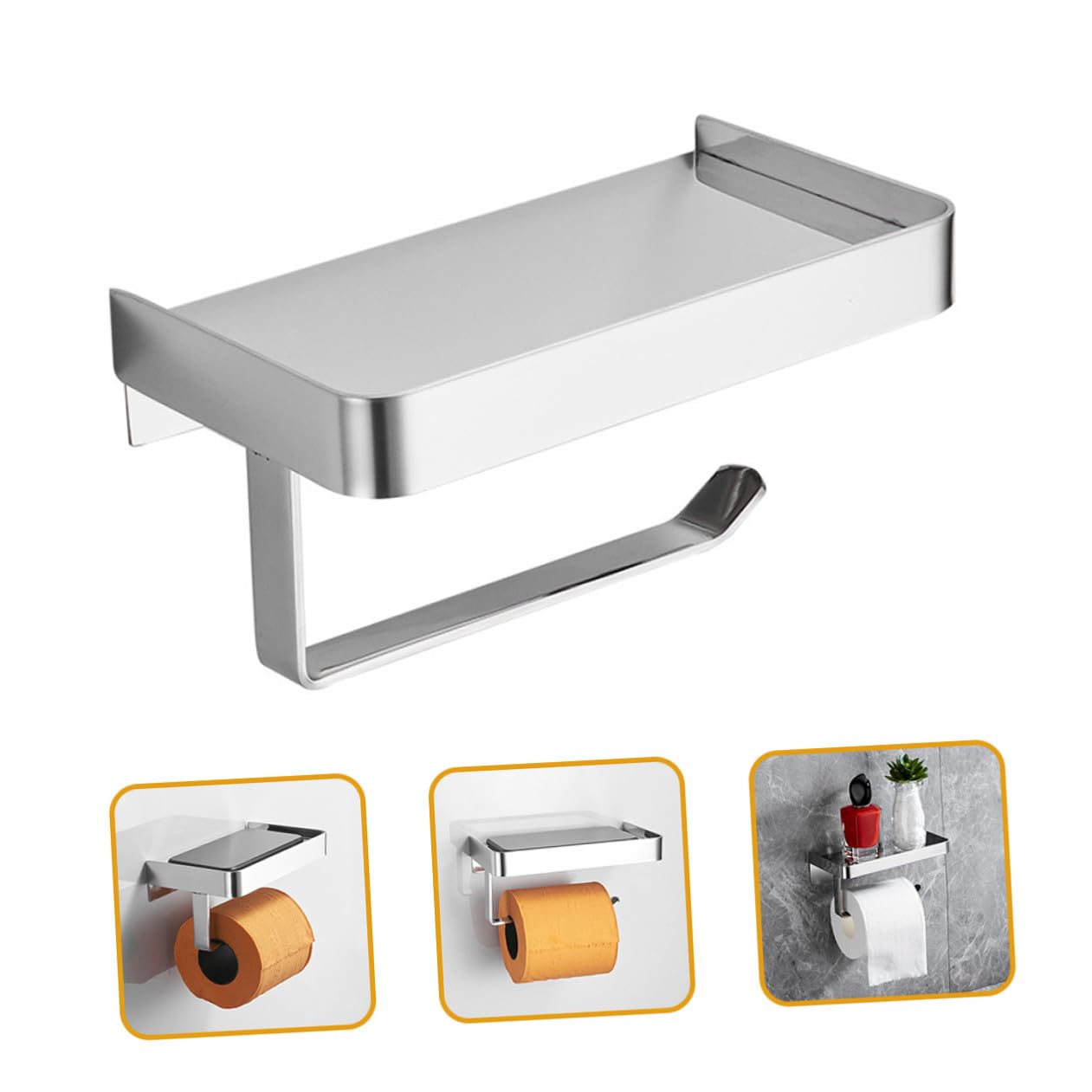 NUOBESTY Portarotolo Carta Igienica con Ripiano per Smartphone Supporto da Muro in Acciaio Inossidabile Antiruggine Bagno e Toilet
