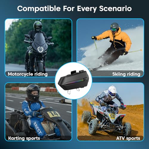 Image of Sounce C5S Bluetooth Helmet Headset - Wireless Dual Earphones with 50mm HD Speakers, IP67 Waterproof, Auto Call Answer, Voice Assistant, 800mAh Battery, V5.4 Wireless Compatible with All Helmets