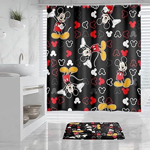 LAYINUSG Cute Cartoon Shower Curtain Set Cover