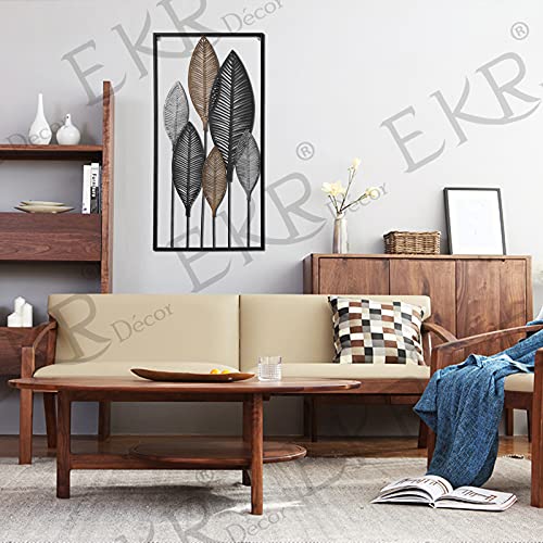 Ekr Diy Tree Of Life Leaves Metal Wall Décor Accents For Home Wrought Iron Wall Sculptures Silver Bronze Black Color #TOP4