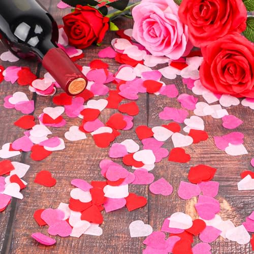 Image of FOIMAS 6000pcs Heart Paper Confetti,Valenitine's Dday Heart Tissue Paper Confetti for Valentine's Day Wedding Baby Shower Party Decoration