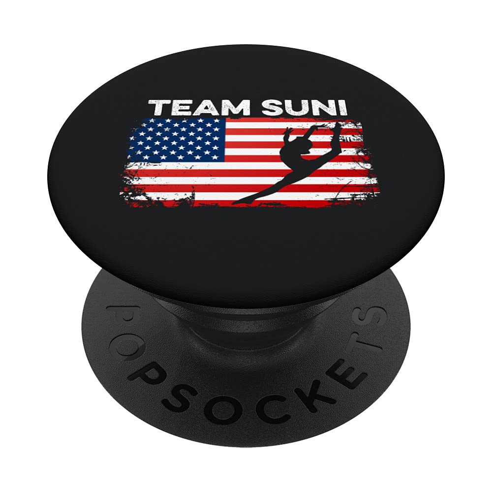 Team Suni Gymnastics Gymnast Sunisa Lee USA Flag America PopSockets Swappable PopGrip