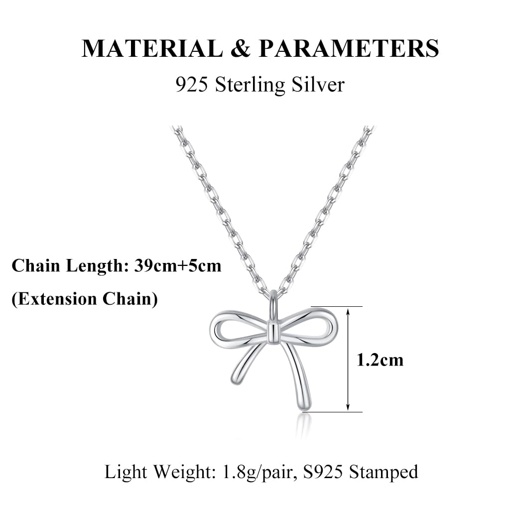 SLUYNZ Solid 925 Sterling Silber Schleife Halskette Kette für Damen Mädchen Schleife Anhänger Halskette Ketten