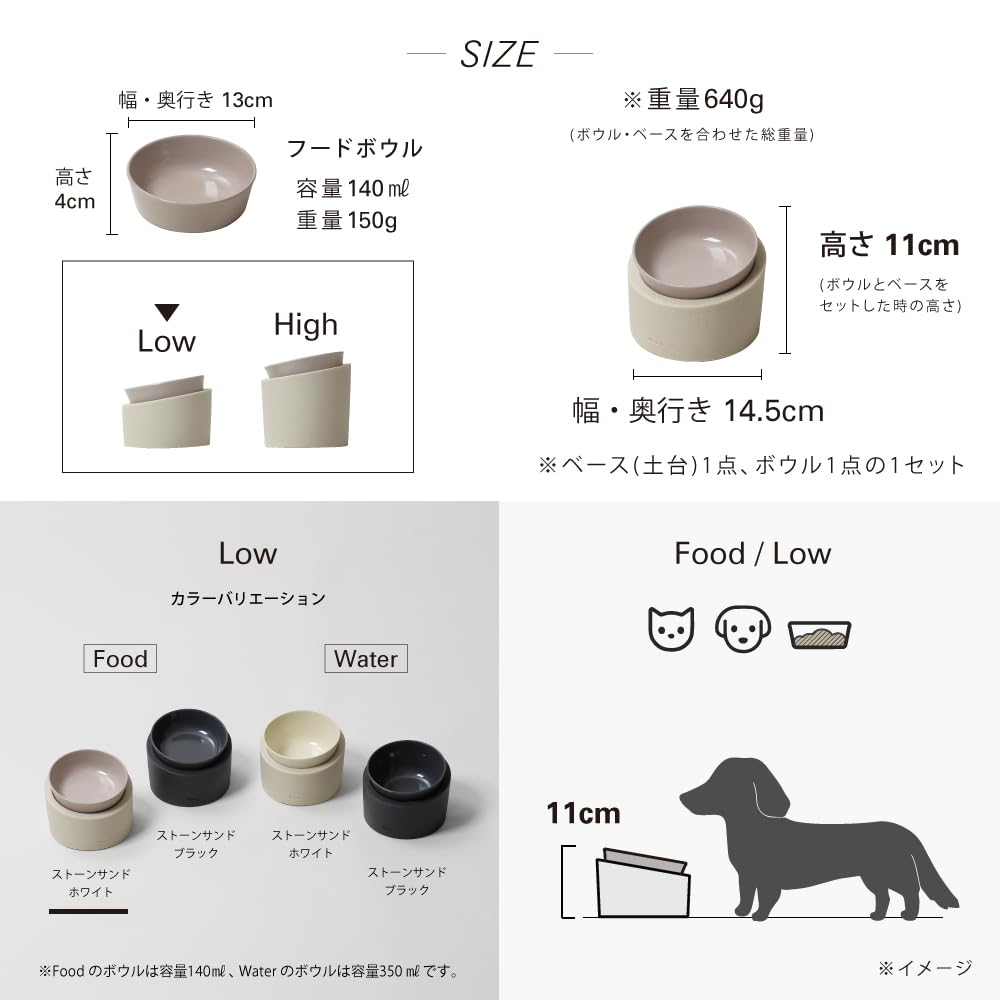 Amazon.co.jp: ideaco (イデアコ) ペットボウル 餌 入れ スタンド 傾斜