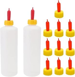 WoYous Goat Nipple and Bottles Set, 12 Pieces Small Animal Milk Drink Pritchard Nipple 2 Pieces 400 ml Lamb Feeding Bottle Kit for Feeding Sheep Goat Lamb Puppy (White 12)