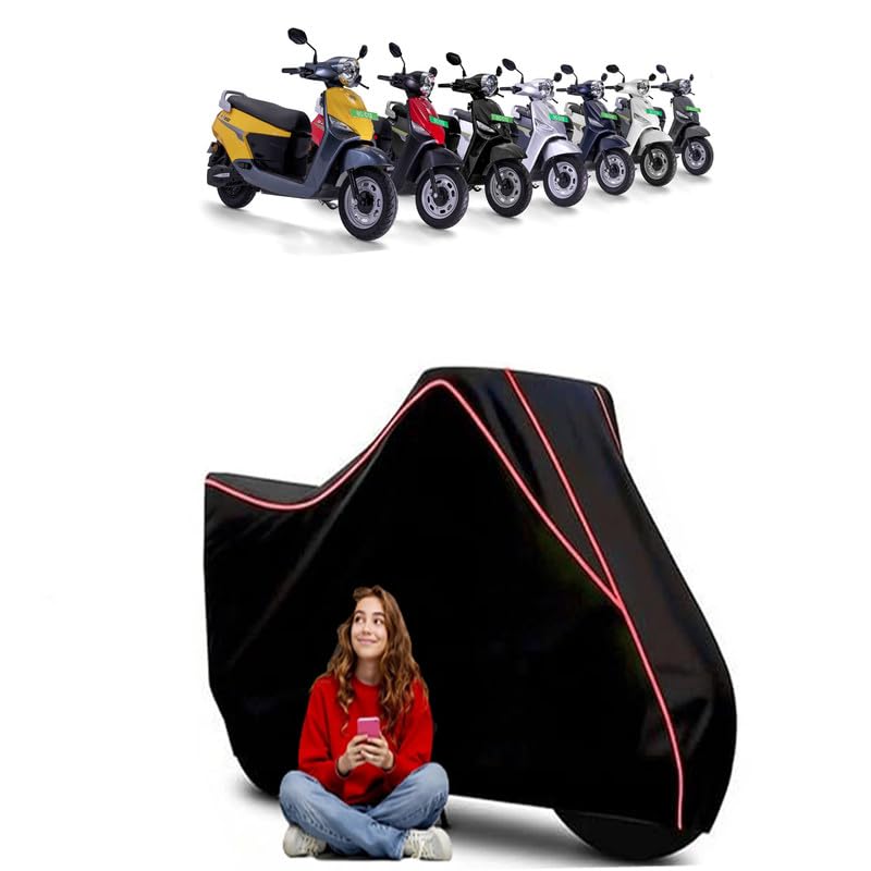 Image of BG C12i Max Scooty Bike Cover Water Resistant Outdoor Use Universal Fit Scooters Motorcycles Heavy Duty UV Protection Dust Rain Scratch Resistant Elastic Bottom Black Blue Piping