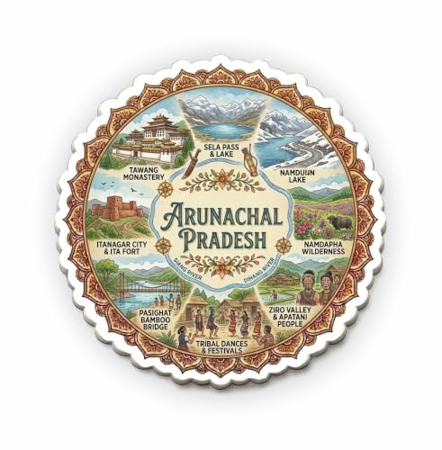 Image of Arunachal Pradesh Textured Finish Acrylic Fridge Magnet - UV Texture Printed, Stylish Multicolor Magnet for Fridge, Wardrobe & Metal Surfaces, Pack of 1 (Arunachal Pradesh)