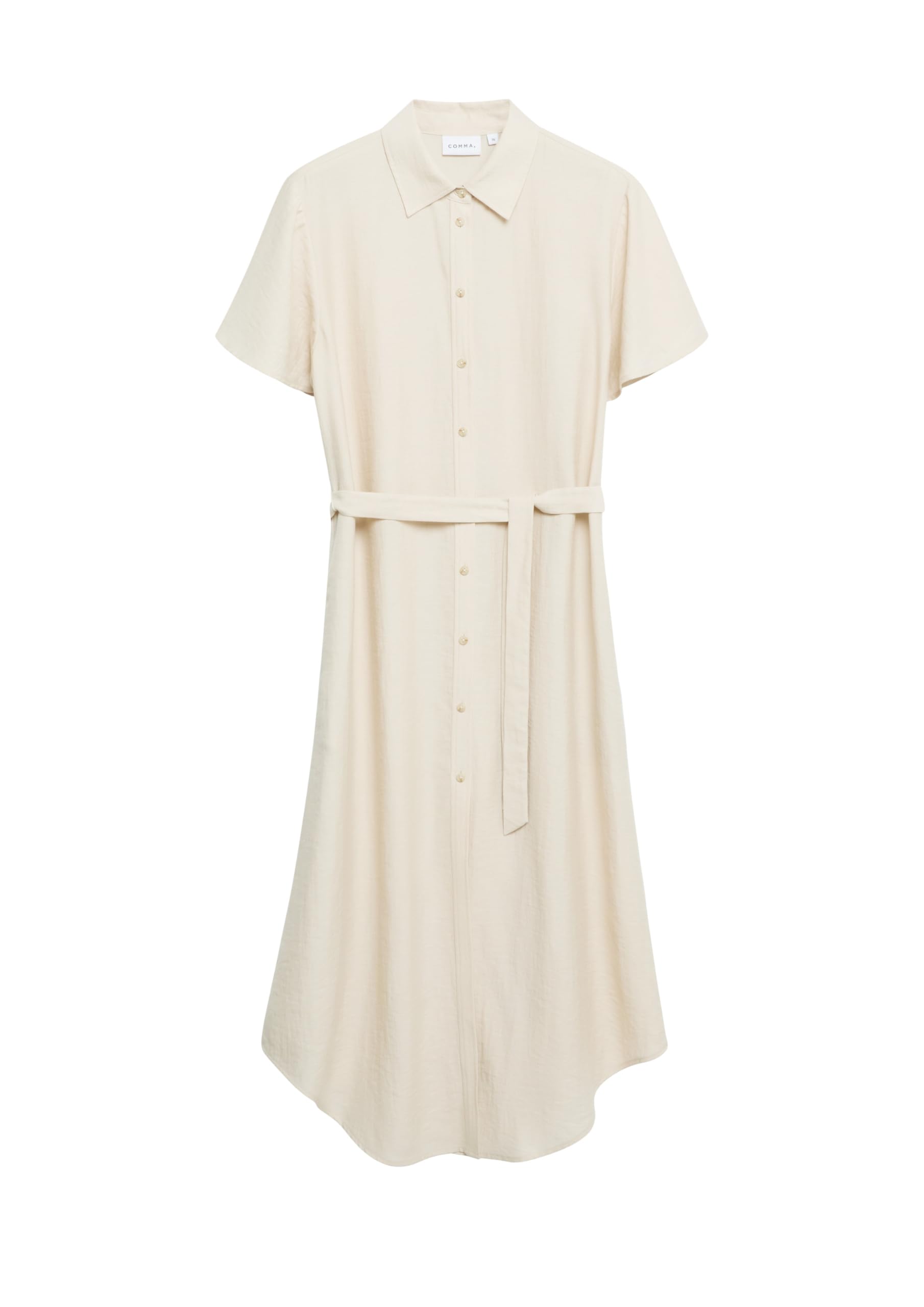 Comma Damen Hemdblusenkleid aus Viskose-Leinen-Mix – Relaxed Fit, Kurzarm, Midi-Länge