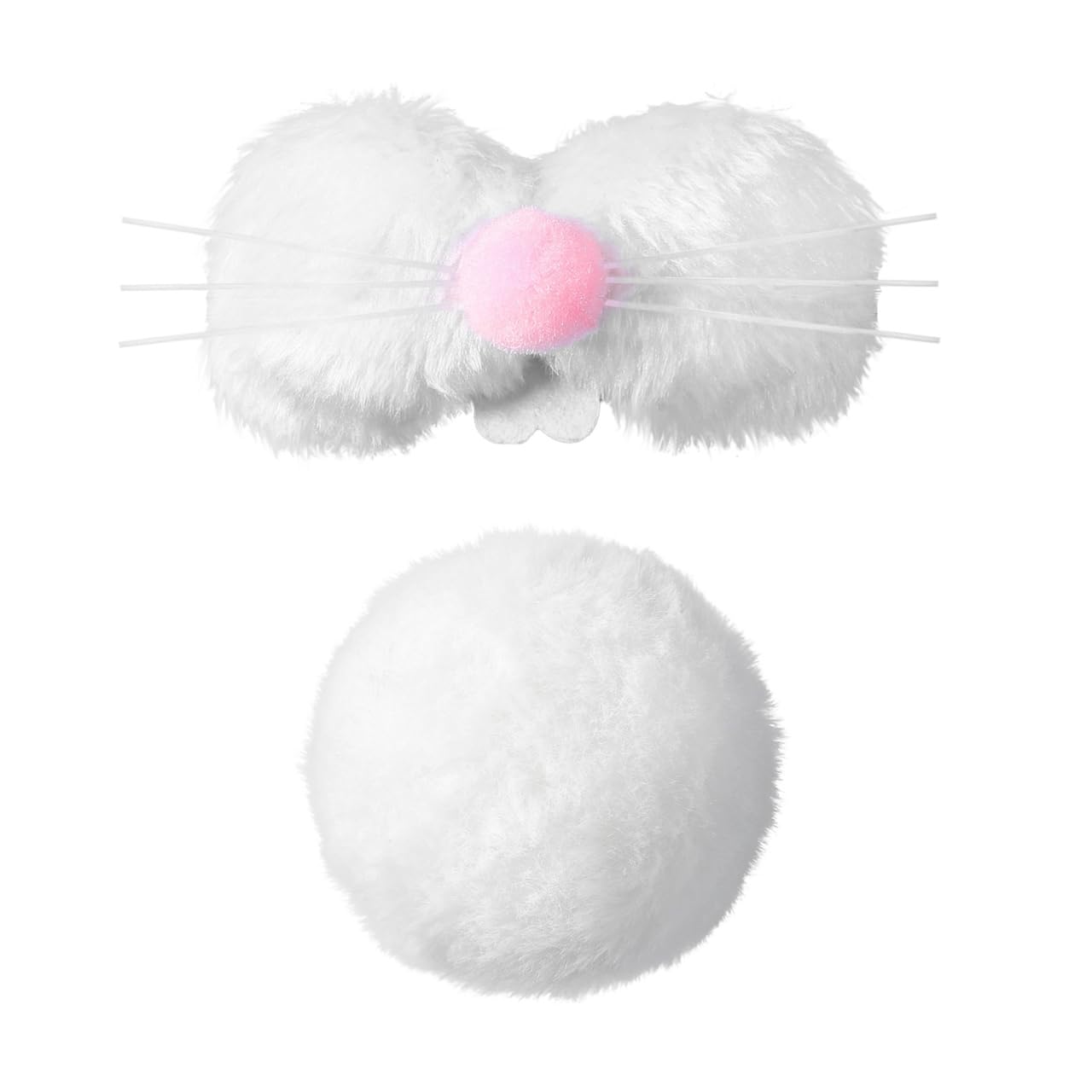 Plush Bunny Nose Tail Set for Easter Halloween Adult Rabbit Costume Accessories Animal Cosplay Dress up White
