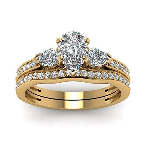 10K 14K 18K Gold Pear Cut Moissanite Wedding Ring Sets for Women,1.75/2.75 CTW Moissanite Engagement Ring Sets Wedding Engagement Anniversary Bands Set Free Engraved4