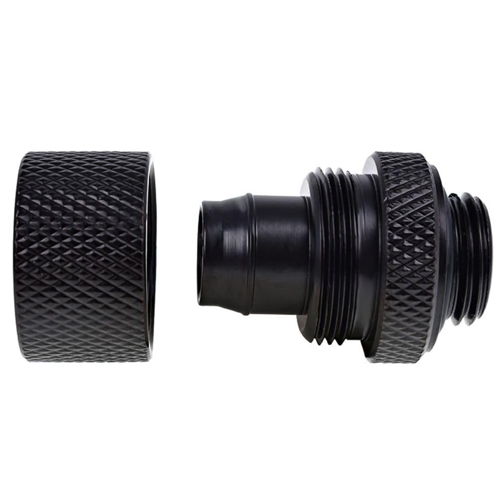 Alphacool Eiszapfen G1/4" to 10mm ID, 13mm OD Compression Fitting and 90 Degree Rotary Fitting Set, Deep Black, 2-Pack