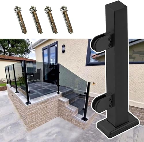 Poste de barandilla de vidrio negro para valla de terraza, escaleras y pasillos interiores