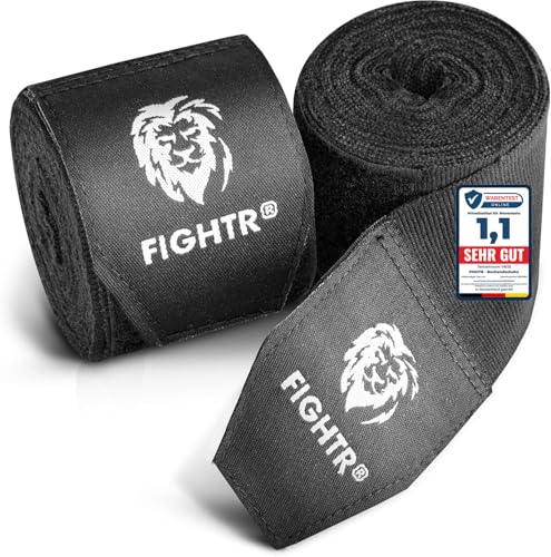 FIGHTR® Premium Boxbandagen für max. Stabilität und Sicherheit | 4m halb elastische Bandage mit Daumenschlaufe für Boxen, MMA, Muay Thai - Box Hand Bandage Sport | Set aus 2