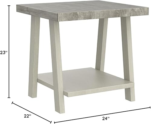 Miniatura 2 de Roundhill Furniture Athens Contemporary Two-Tone Wood Shelf End Table, Weathered Gray and Beige Gris desgastado y beige,Gris,Azul