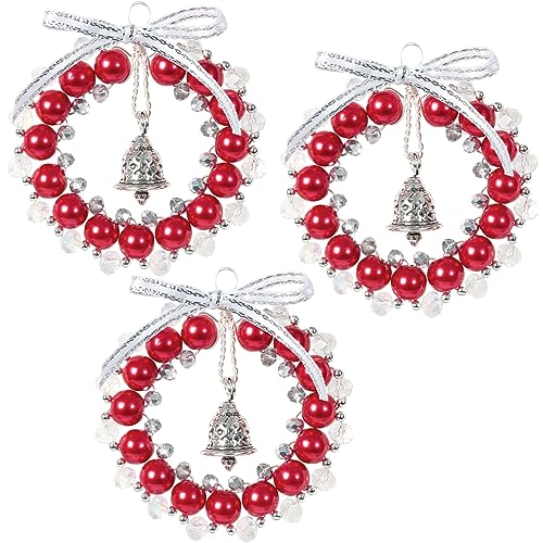 Solid Oak Nostalgic Christmas Beaded Cyrstal Ornament Kit-Bell Wreaths Red/White/Silver Makes 3 -Nchbok-032 #TOP20