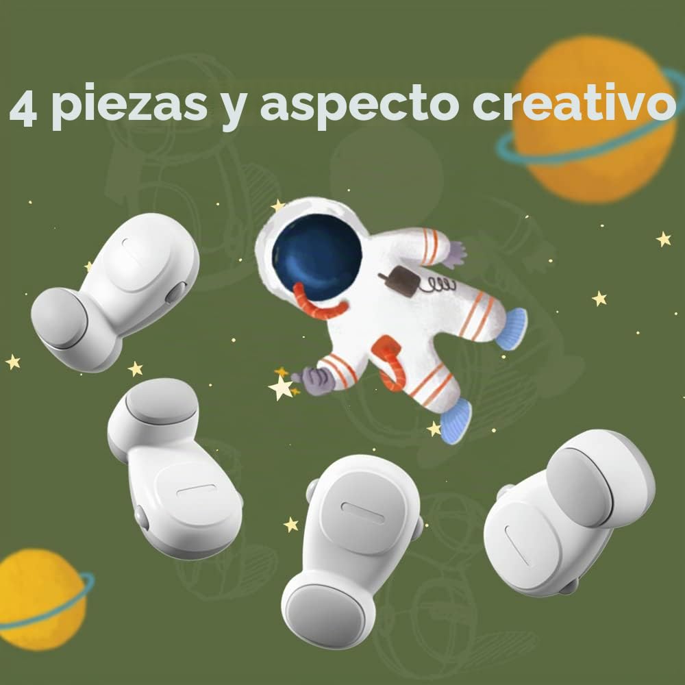 SAFELON 4+2 Piezas Tope de puerta automático de seguridad para bebés, protectores de dedos de puerta automáticos para niños, tope de puerta automático antipinzamiento (Blanco)