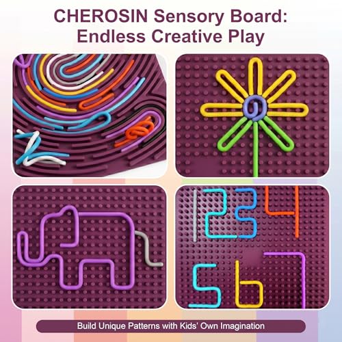 Large Sensory Activity Board, Silicone Fidget Toy for Autism, ADHD & Stress Relief, Double-Sided Quiet Montessori Fine Motor Skills Toy Gift for 3+ Kids, Adults with 36 Strips Portable Bag (Berry) - Image 3