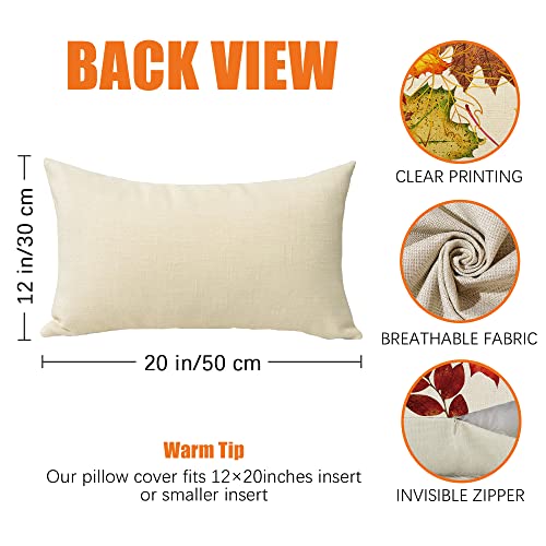 Fahrendom USFAPC0542 Fall Maple Leaves Lumbar Decorative Rectangle Pillow Cover 12 X 20 thumb #1