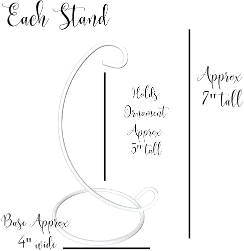Miniatura 3 de BANBERRY DESIGNS Soportes de exhibición de adornos de Navidad, juego de 6, metal blanco, 7 pulgadas de alto, adornos de Navidad, globo de vidrio,