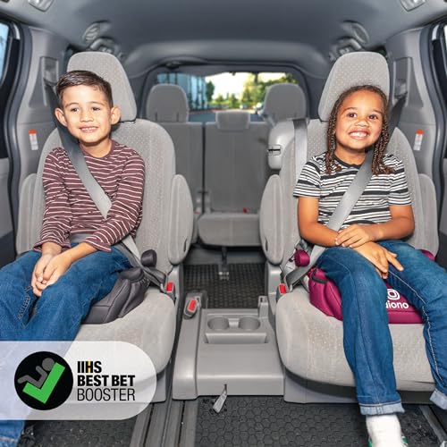 Image of Diono Solana, No Latch, Single Backless Booster Car Seat, Lightweight, Machine Washable Covers, Cup Holders, Pink
