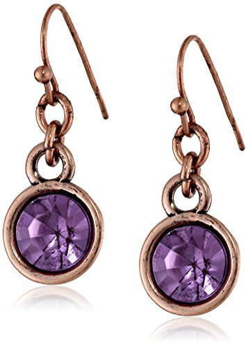 1928 Jewelry Copper-Tone Purple Stone Drop Earrings