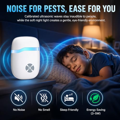 Image of Ultrasonic Pest Indoor Repeller, Repellent for Mouse, Roaches, Bugs, Ants, Spiders, Plug-in Device for Home (6 Pack)