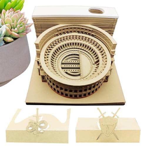 Calendario 3D 2026 con reloj y bloc de notas de papel arrancable para escritorio
