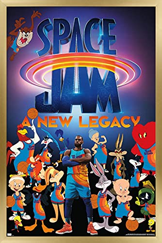 Poster Space Jam encadré pour habiller le mur d'un salon de cinéma maison