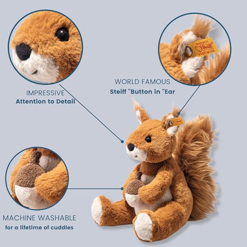 Steiff 045172 Soft Cuddly Friends Phil Eichhörnchen 20cm, rotbraun sitzend, Glazed Ginger