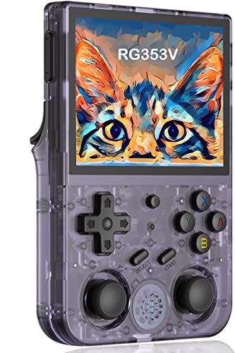 Anbernic RG353V Console de Jeux Portable, système Linux/Android 11, 64G TF carte 4452 Jeux Console RK3566 Quad-Core 1.8GHz, RG353V Console Retro support 5G WiFi 4.2 Bluetooth(transparent purple)