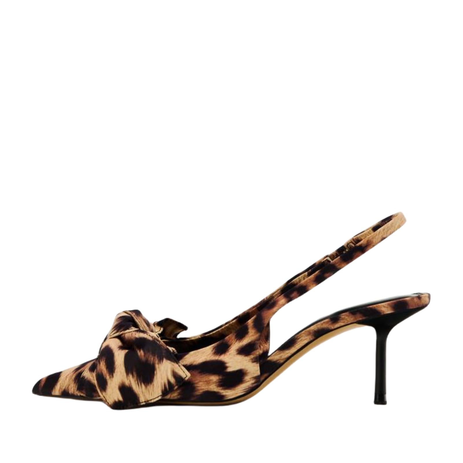 Women's Leopard Slingback Pumps Bow Knot Closed Pointy Toe Kitten Heels for Women Animal Print Backless Slip On Slingback