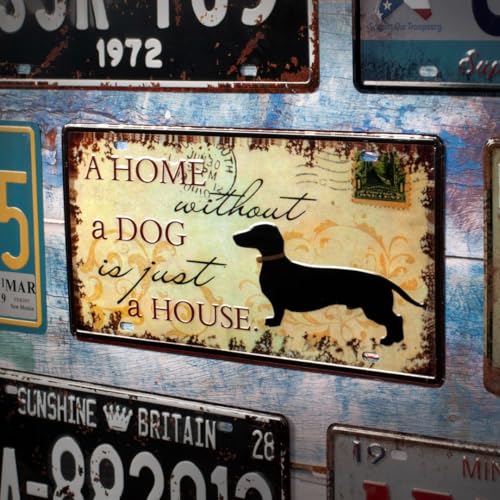 Image of inchA Home without a DOG is just a House inch Vintage Retro Metal Signs - License Wall Plate, Car Tag - Ideal for Cafe, Restaurant, Shop, Home, Hotel, Club, Office, Living Area - Design Plaque