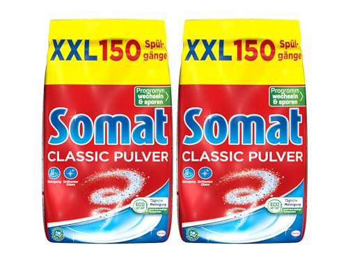 Somat Classic Pulver-Reiniger 300WL (2x 150WL), Spülmaschinenreiniger für die tägliche Reinigung, entfernt hartnäckigste Flecken bei...